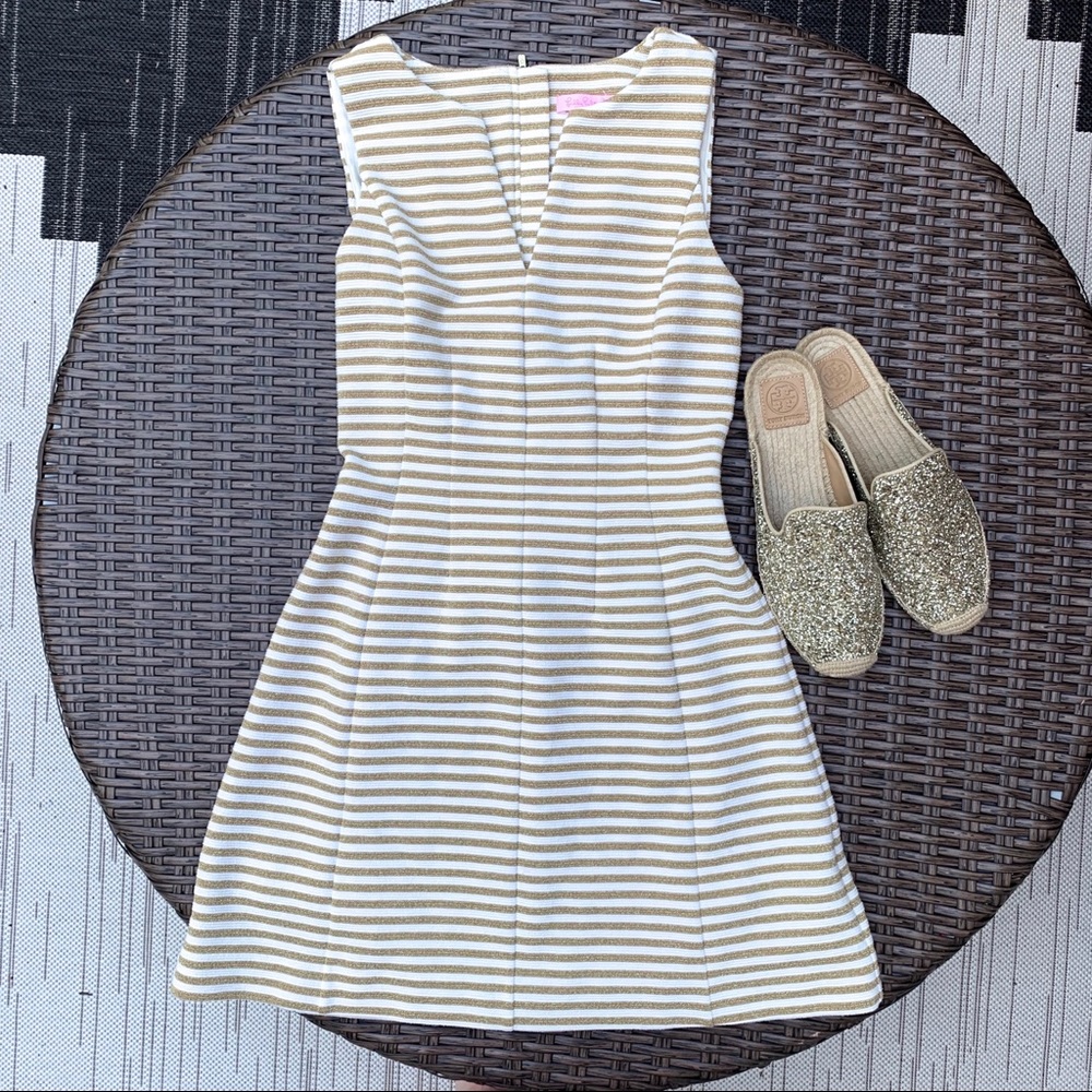 Lilly Pulitzer Brielle Metallic Gold Striped Dress - Picture 5 of 8